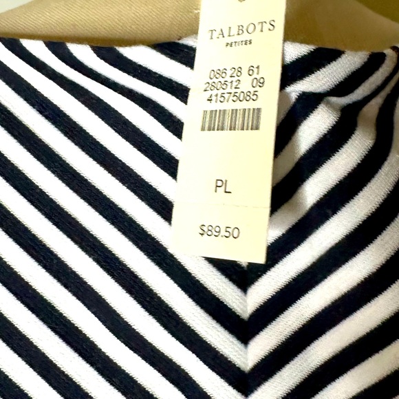 TALBOTS Dress Large Black and White Striped Sleeveless V-Neck Stretch PL - Picture 4 of 4